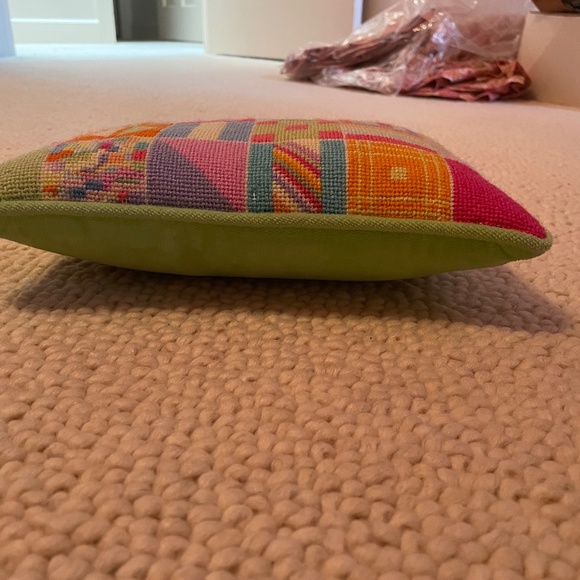 HOST PICK ⭐COLORFUL NEEDLEPOINT PILLOW— FABULOUS GEOMETRIC DESIGN- VELVET BACKED - Picture 3 of 5